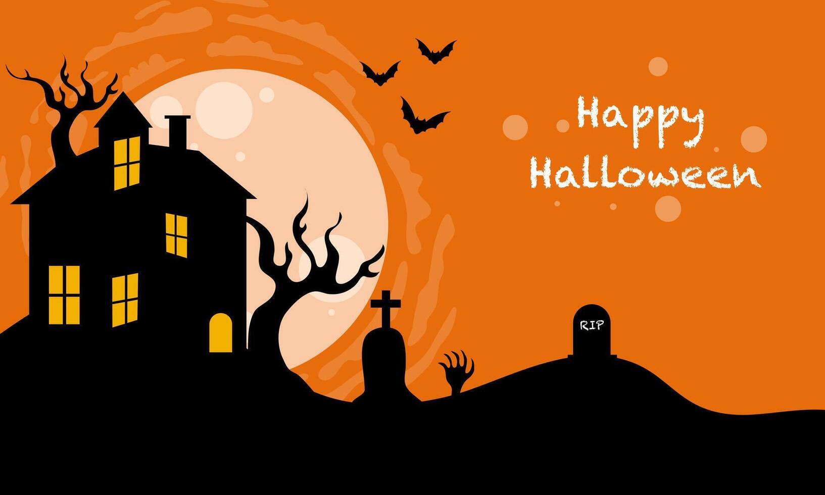 Spooky Halloween Background with Haunted House vector
