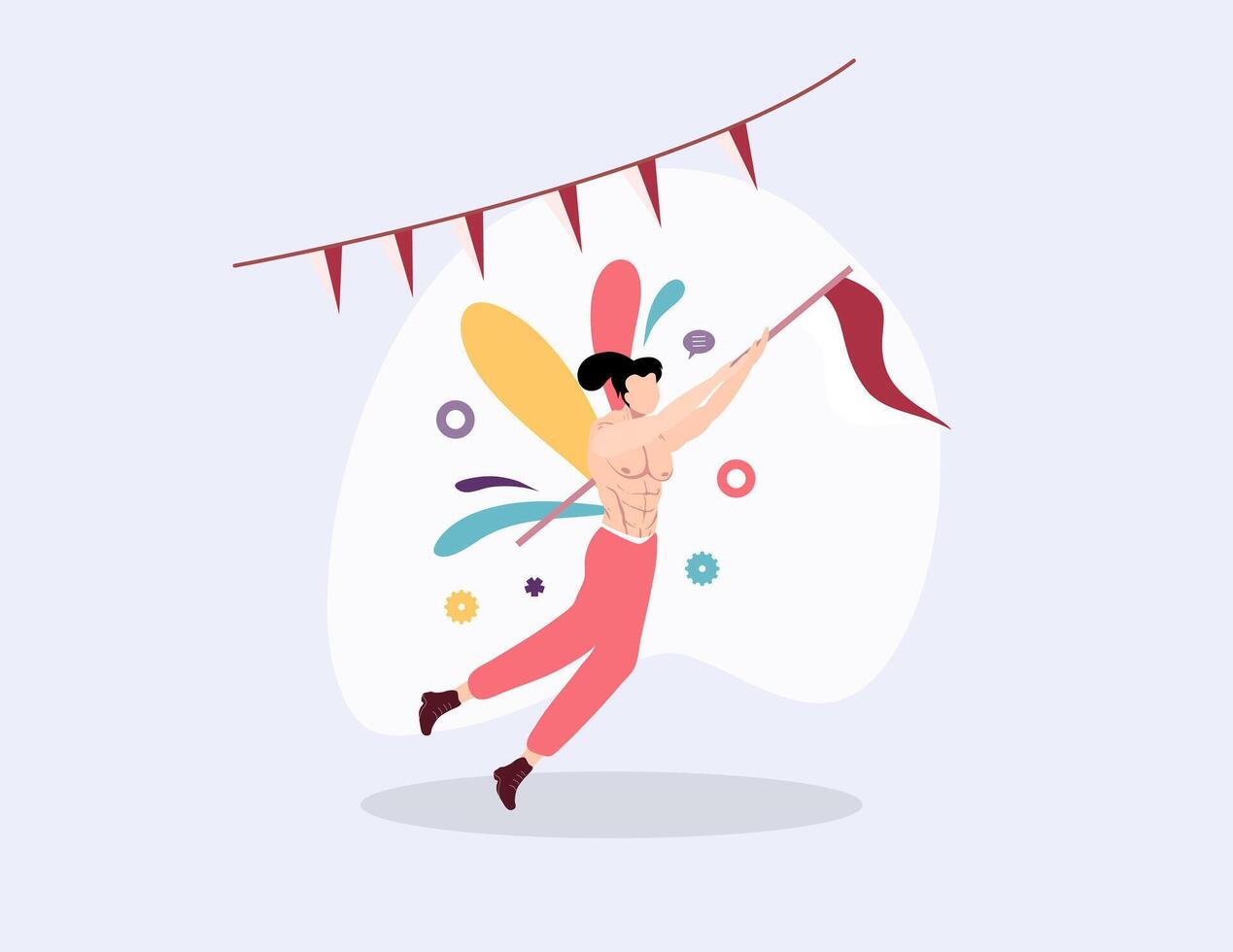 Woman dancing gracefully under festive confetti vector