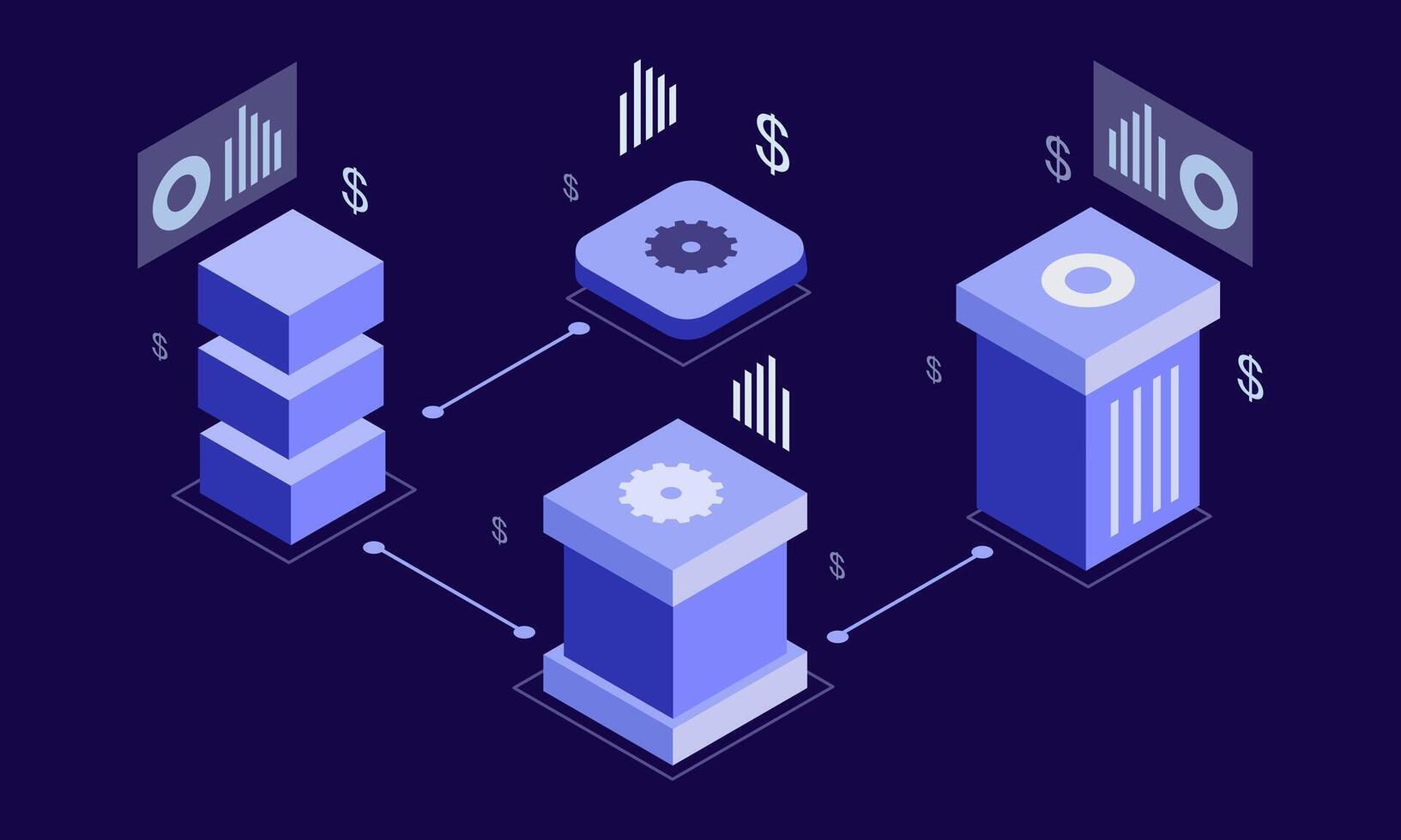 Connected Business Devices in Isometric 3D View vector