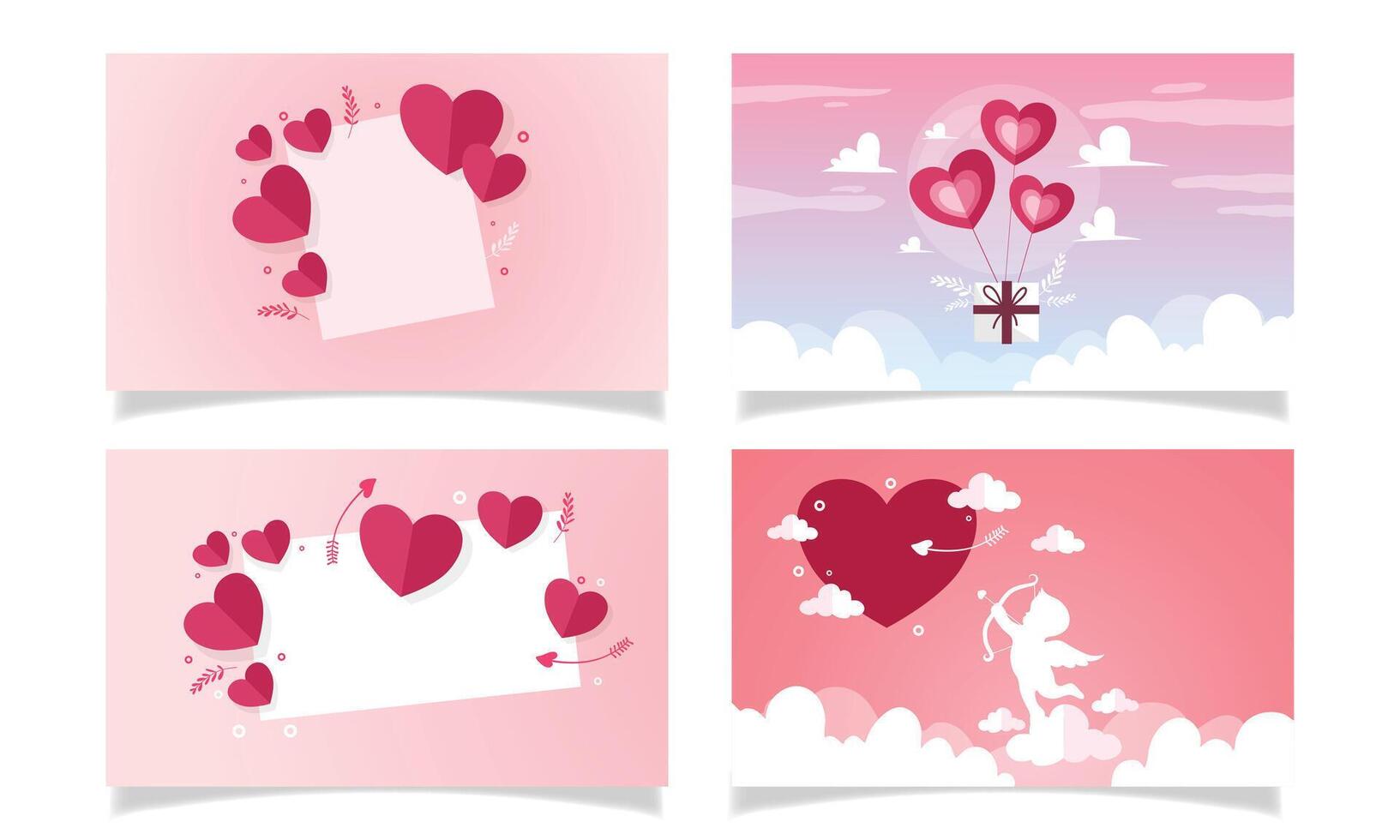 Romantic Valentine Love Poster Collection in Soft Tones vector
