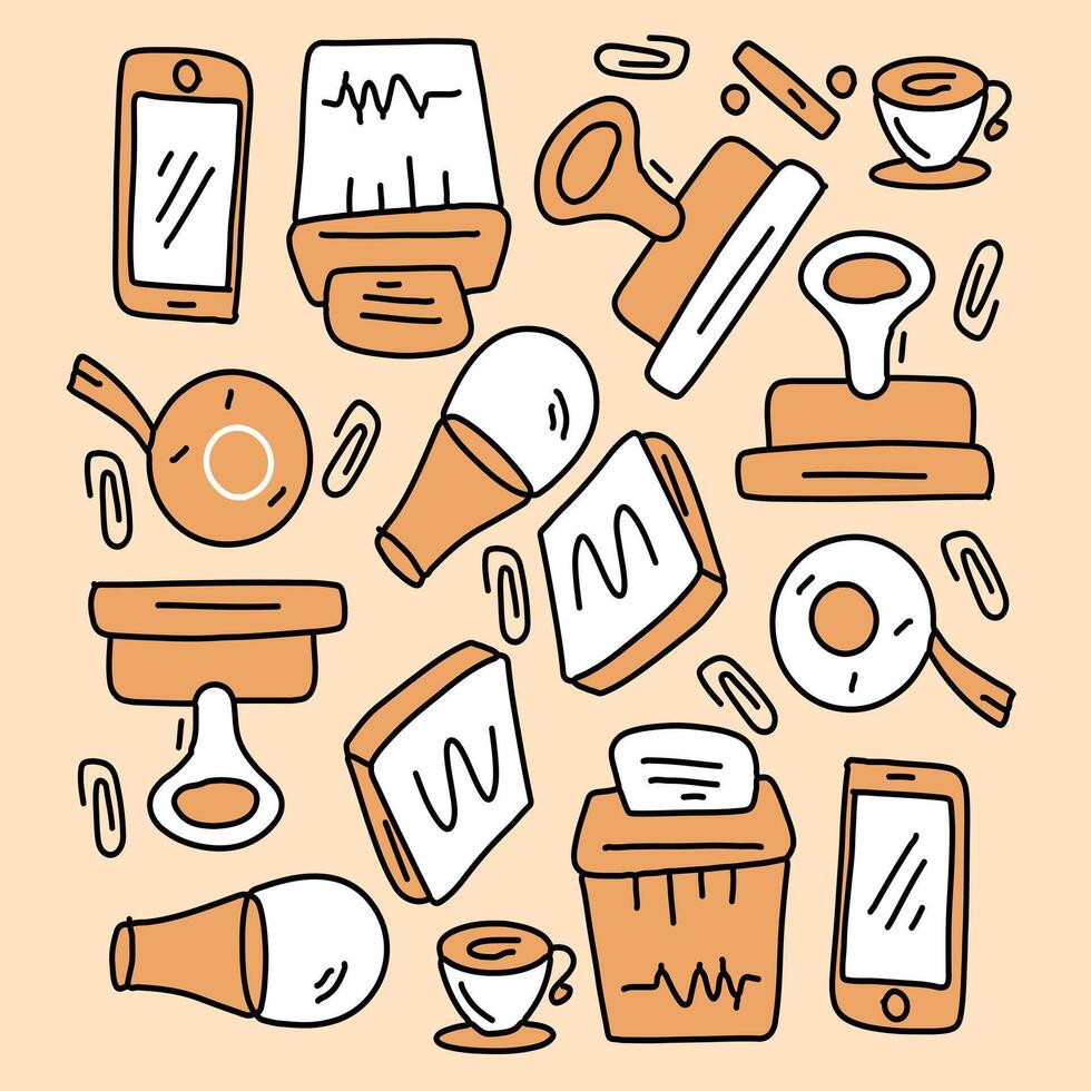 Office Supplies Items Pattern With Speech Bubble vector