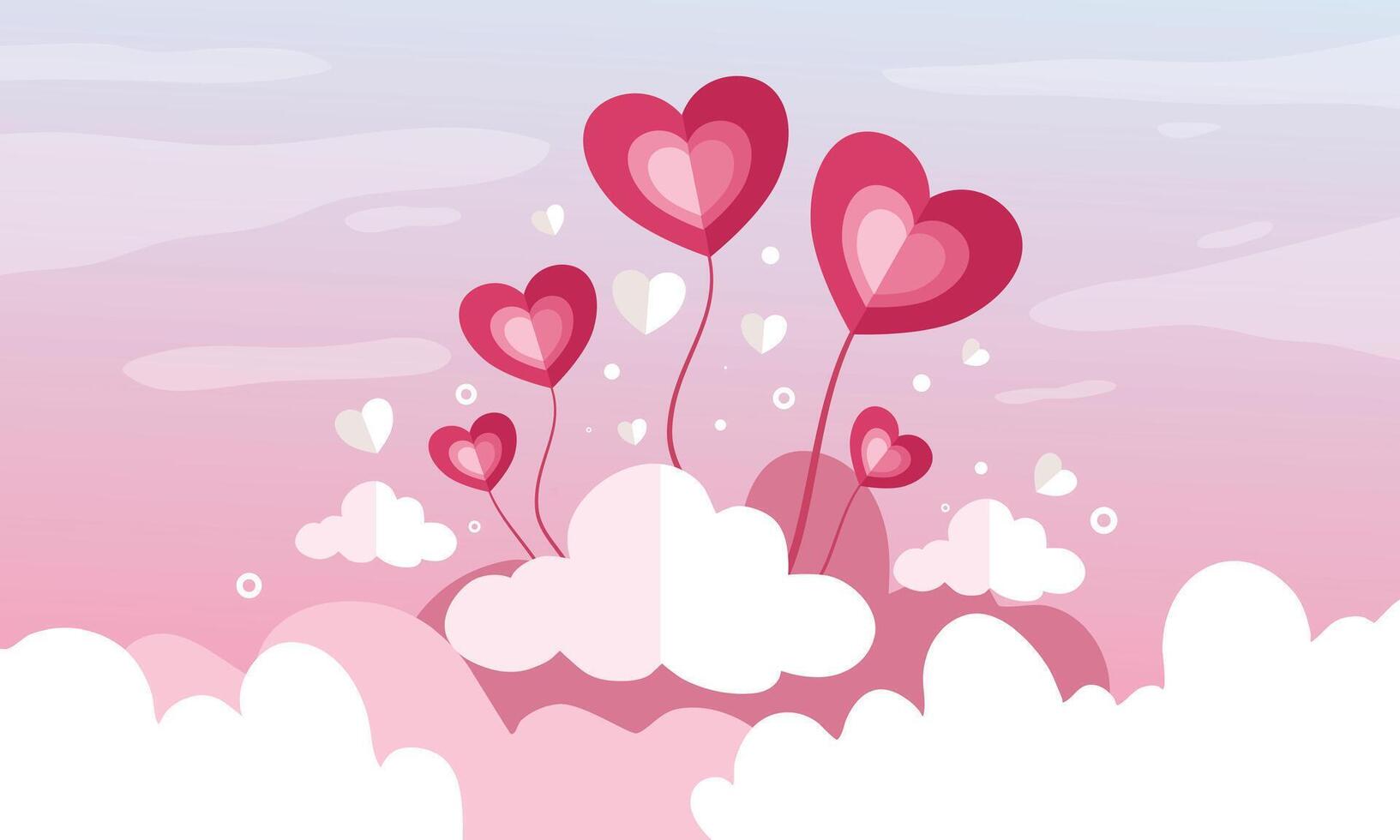 Pink and Red Aesthetic Valentine Backdrop vector
