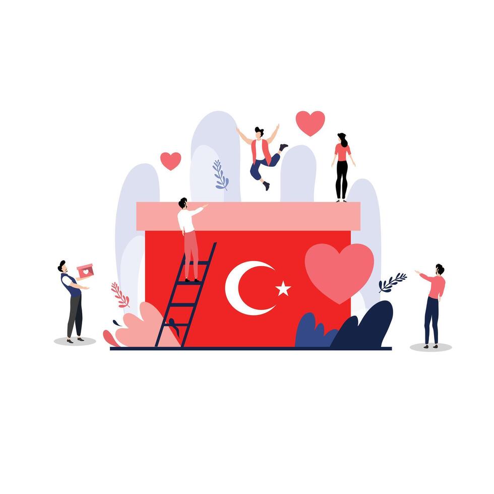 Team Building National Event with Turkish Flag Banner vector