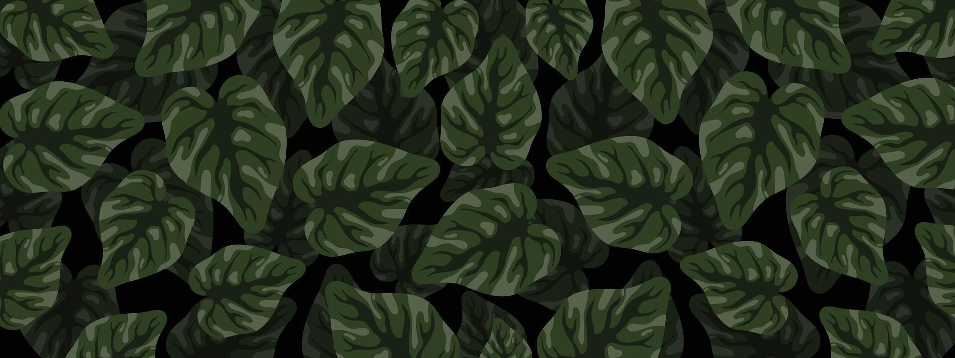 Repeating Jungle Leaf Pattern for Tropical Background Use vector