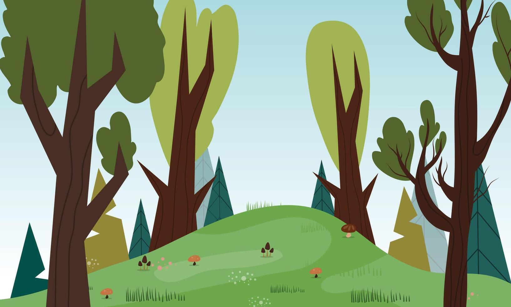 Forest with Bright Blue Sky vector