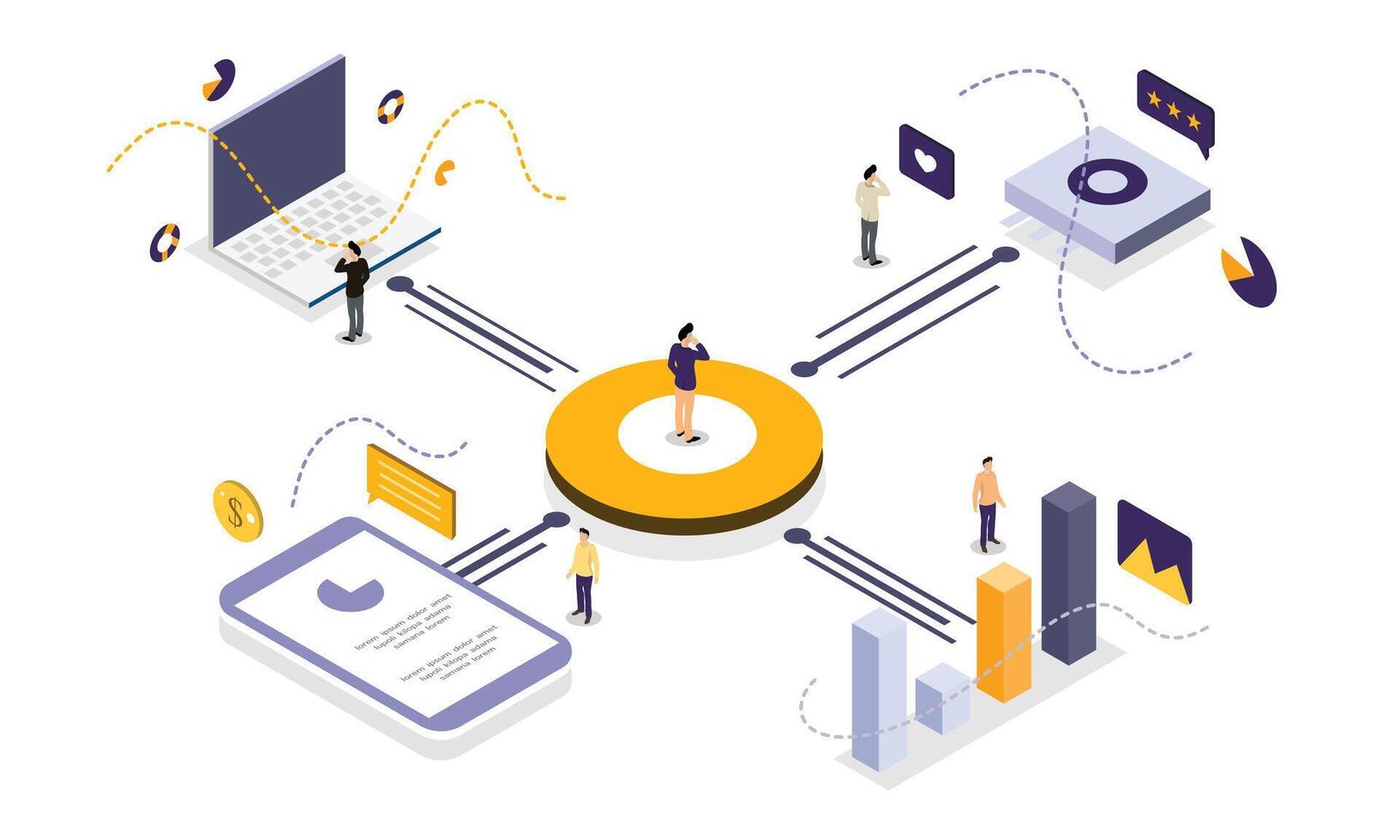 Isometric Digital Workflow Illustration vector