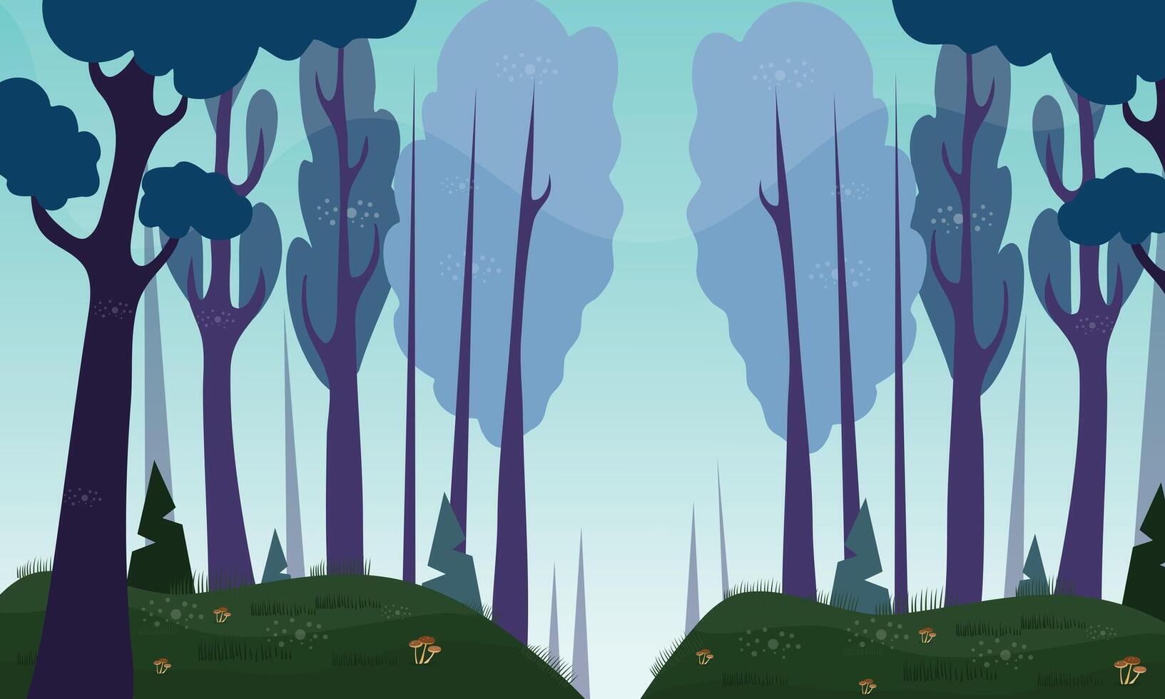Foggy Forest with Blue Trees vector