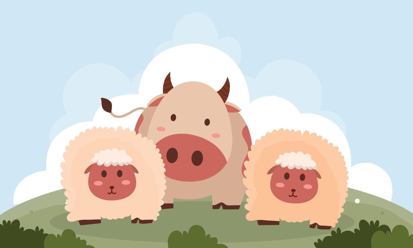 Cute Animal Character Set for Eid al Adha vector