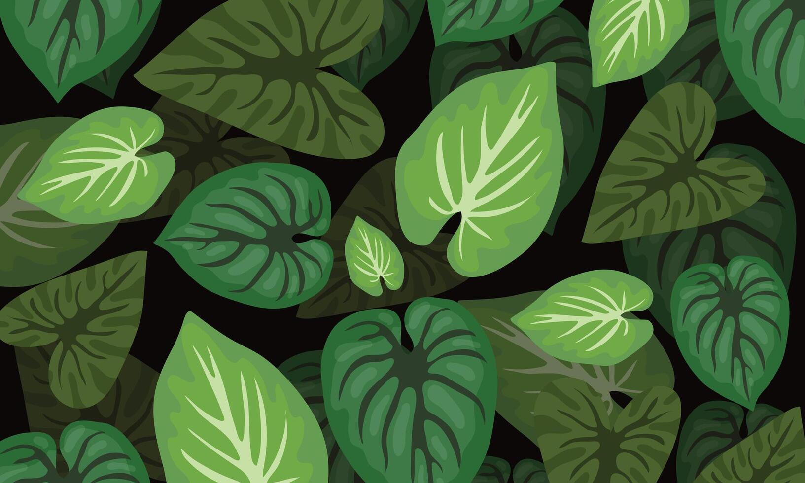 Dark Jungle Leaves with Highlights vector