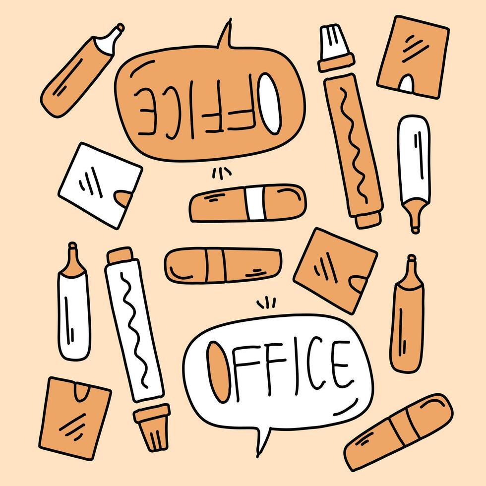 Work Office Essentials Doodle Bundle Pack vector