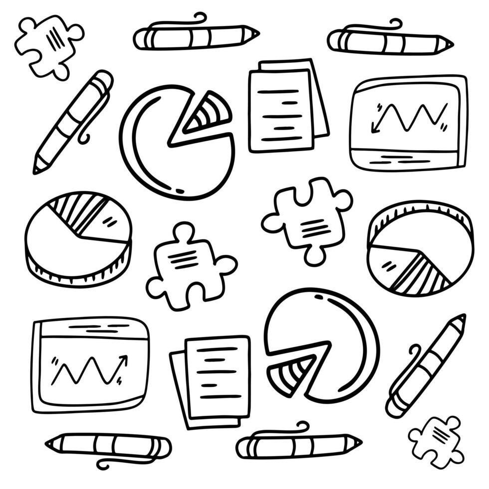 Business Charts and Communication Doodles in Hand Drawn Style vector