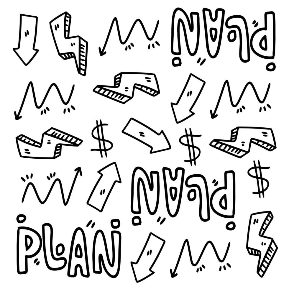 Planning and Finance Icons in Doodle Sketch vector