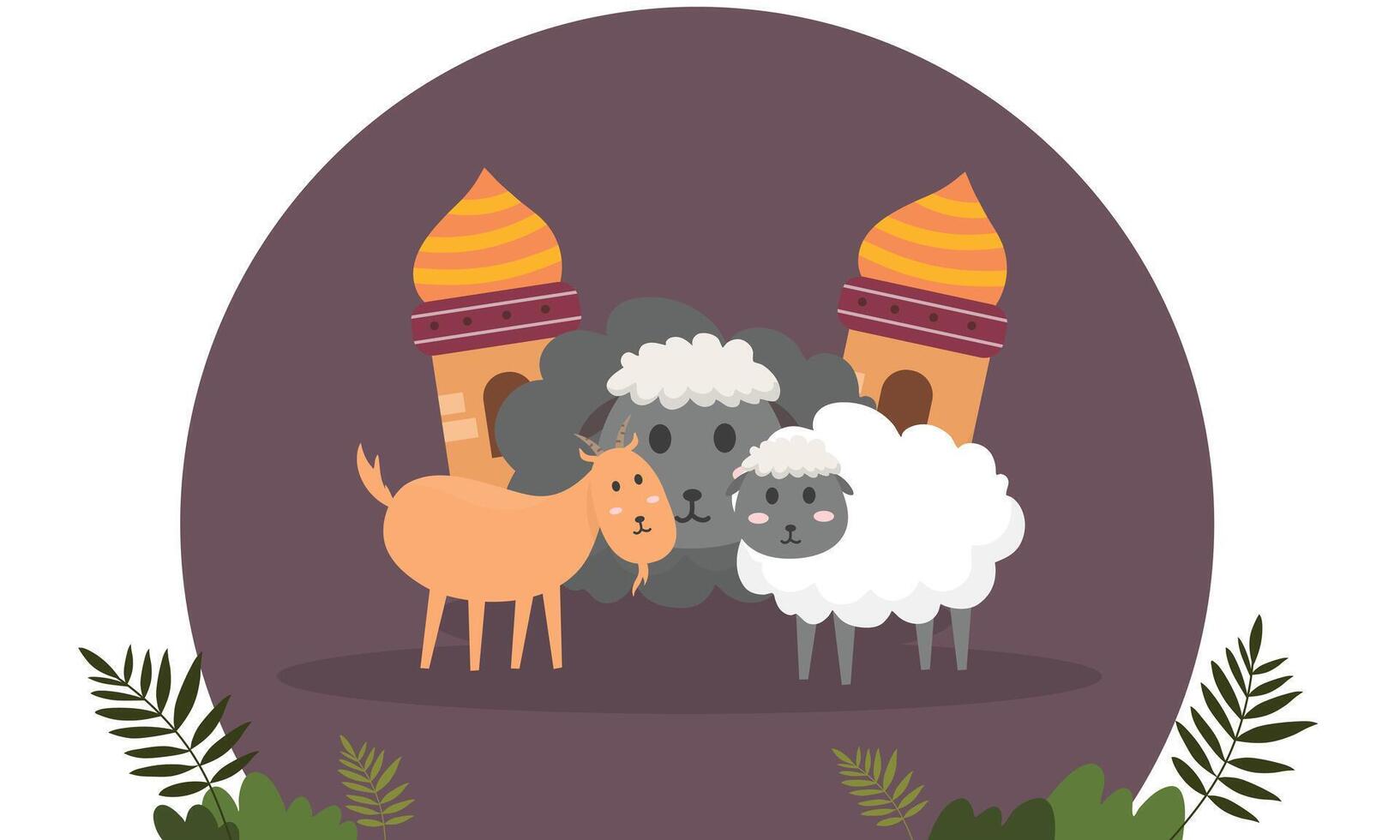 Cute Eid al-Adha Animal Background Design vector