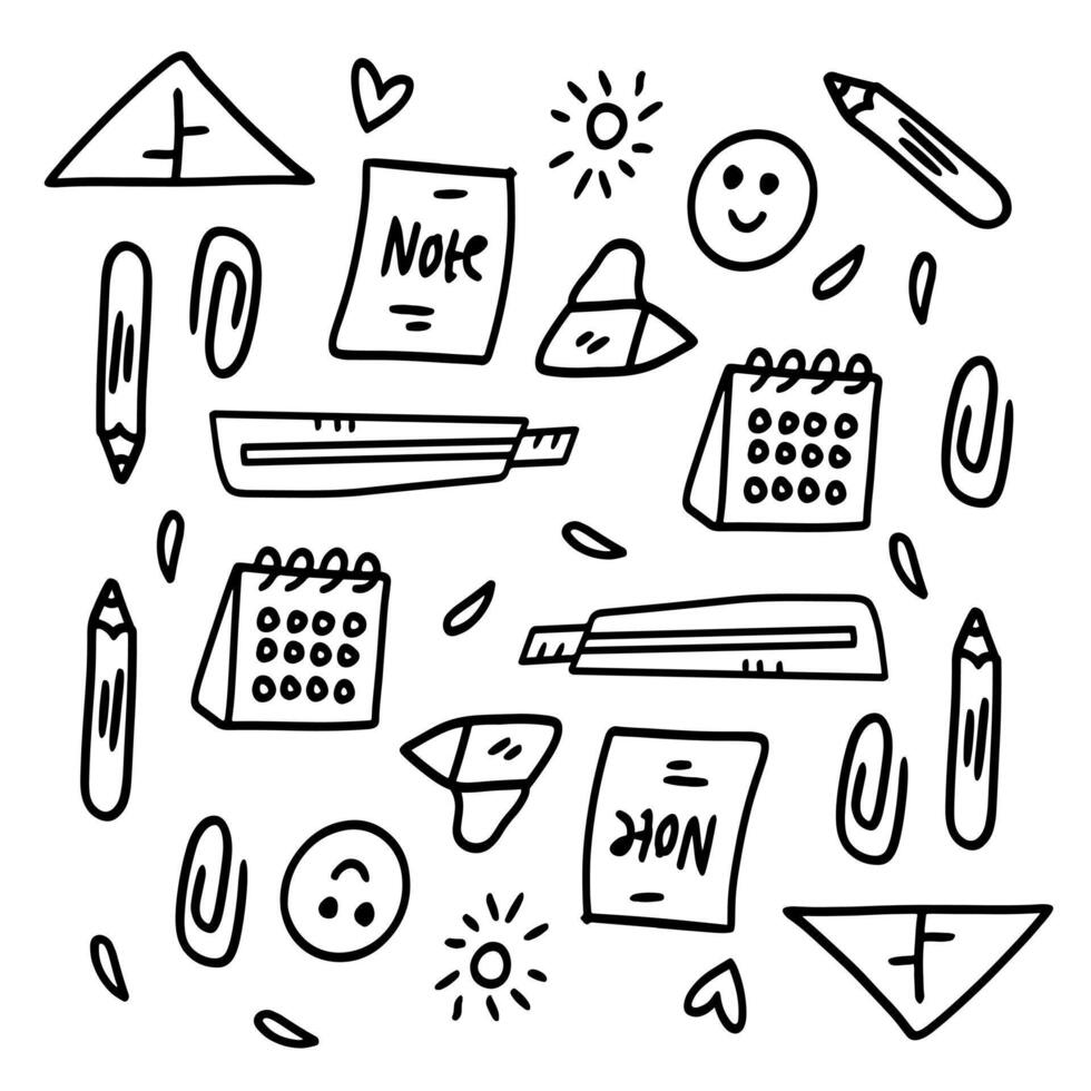 Science and Math Line Drawing School Set vector