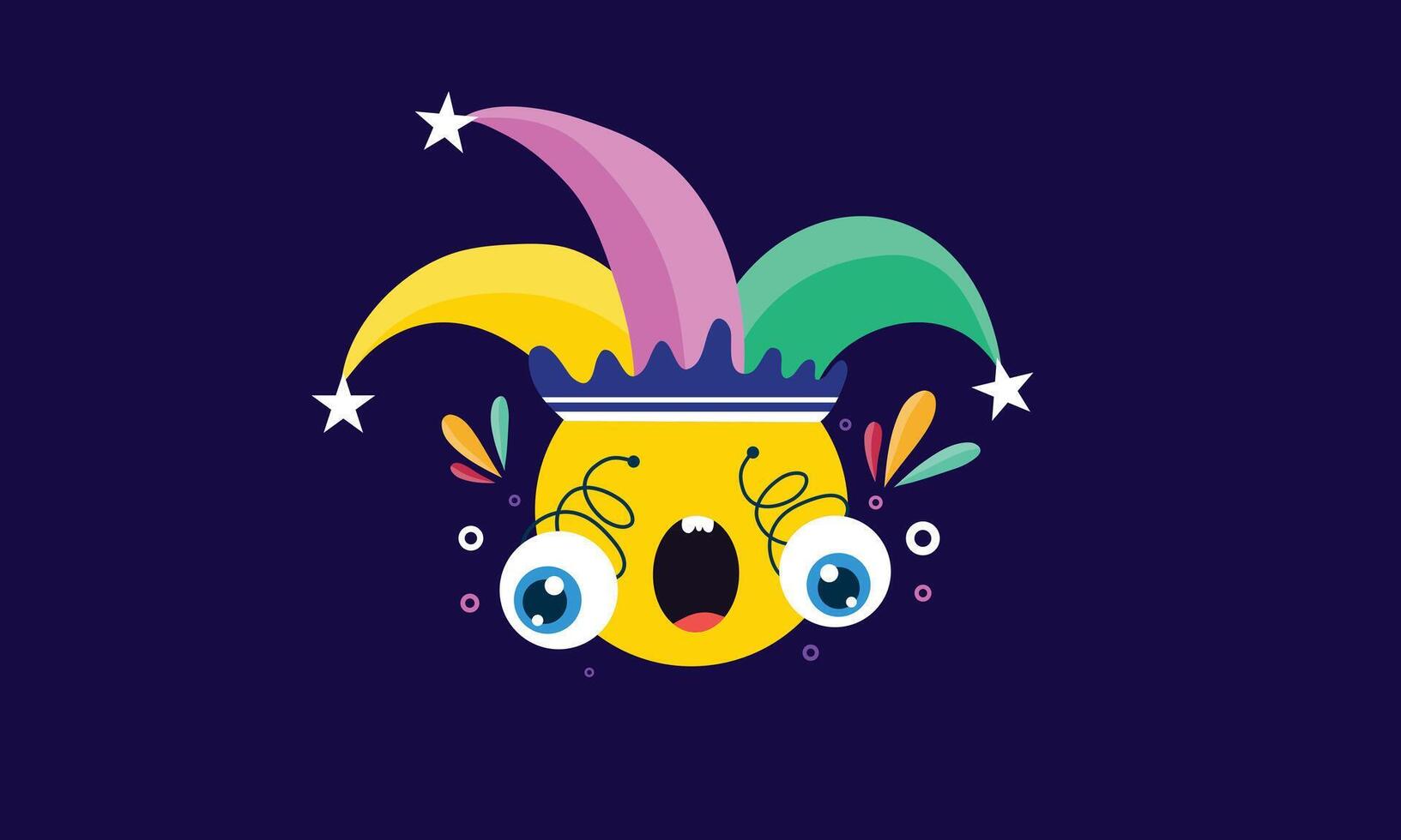 Colorful Jester Hat on Dark Background vector