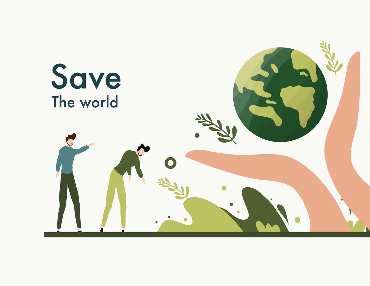 Save the World Environmental Awareness Campaign Illustration vector