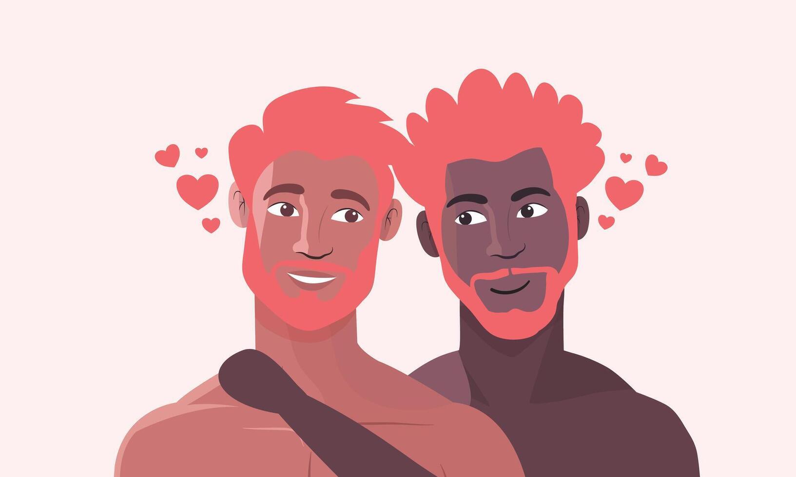 Loving Couple with Hearts in Hair vector