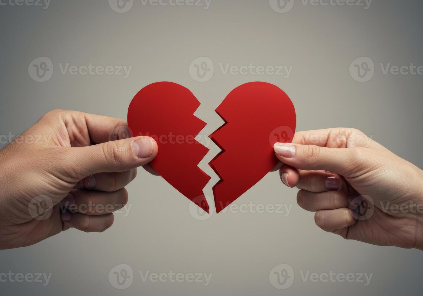 Holding Broken Red Heart Represents Relationship Problems and Romantic Breakup photo