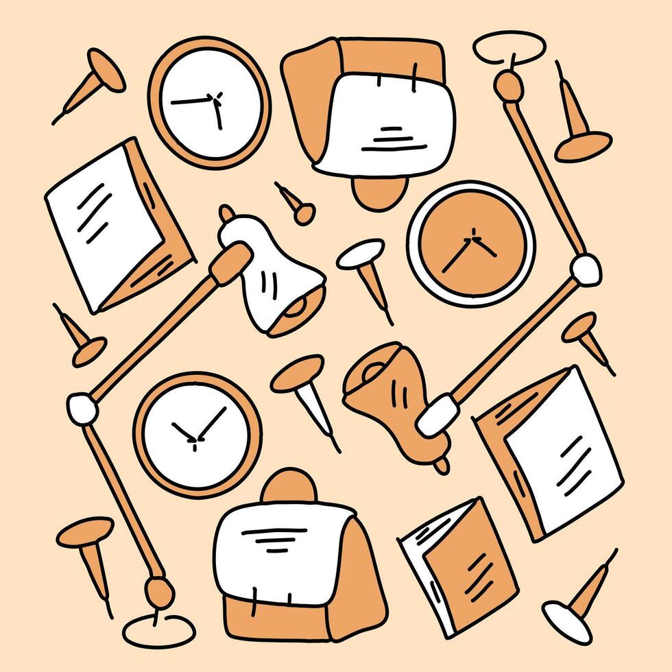 School Tools And Stationery Icon Set Pattern vector