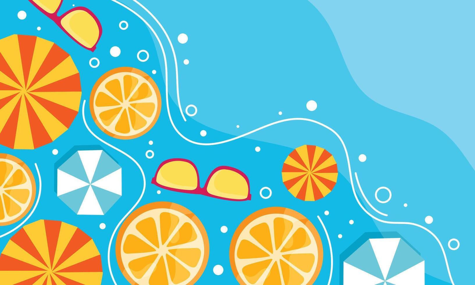 Beach With Yellow Float, Shells, and Starfish Decoration vector