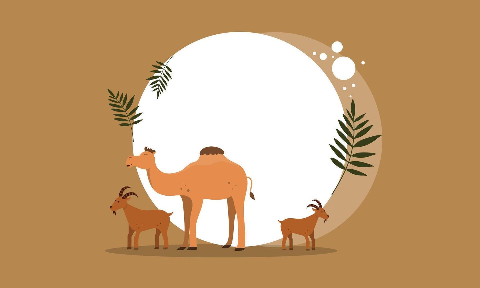 Traditional Eid Adha Background with Sacrifice Scene vector