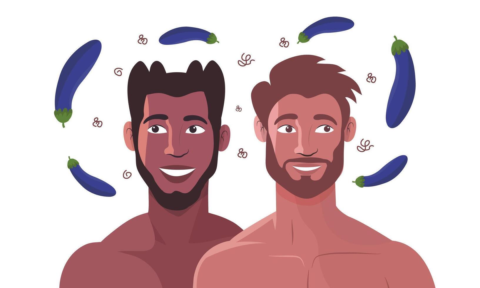 Playful Eggplant Emoji Couple vector