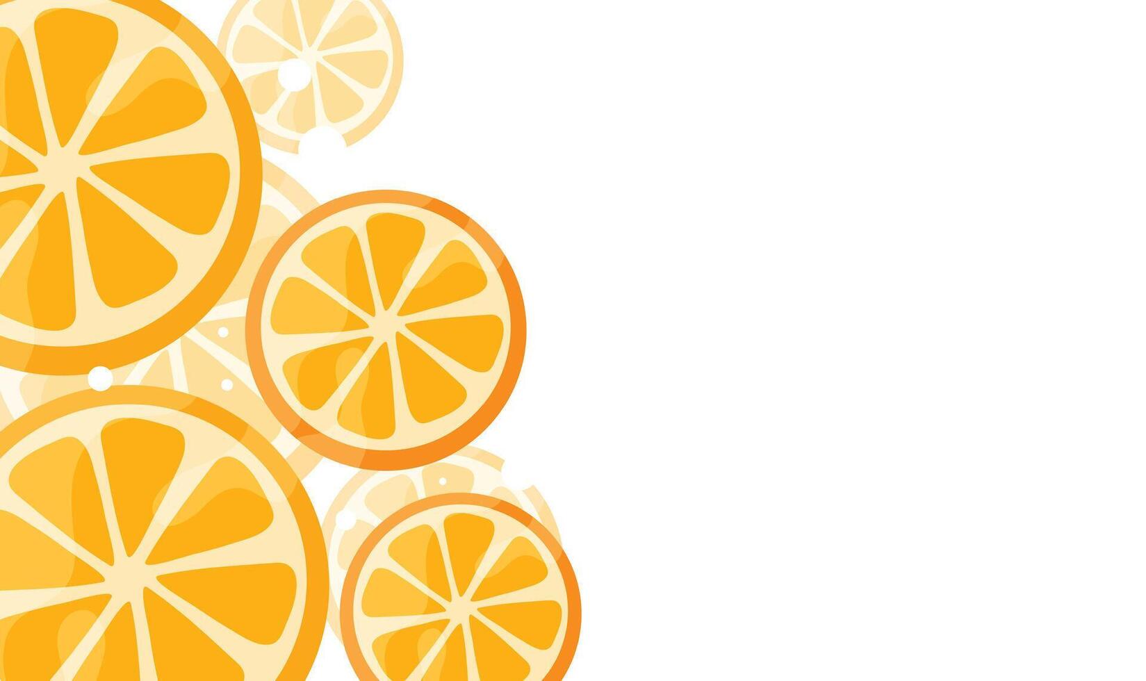 Juicy Orange Slices With Bright Summer Citrus Background vector