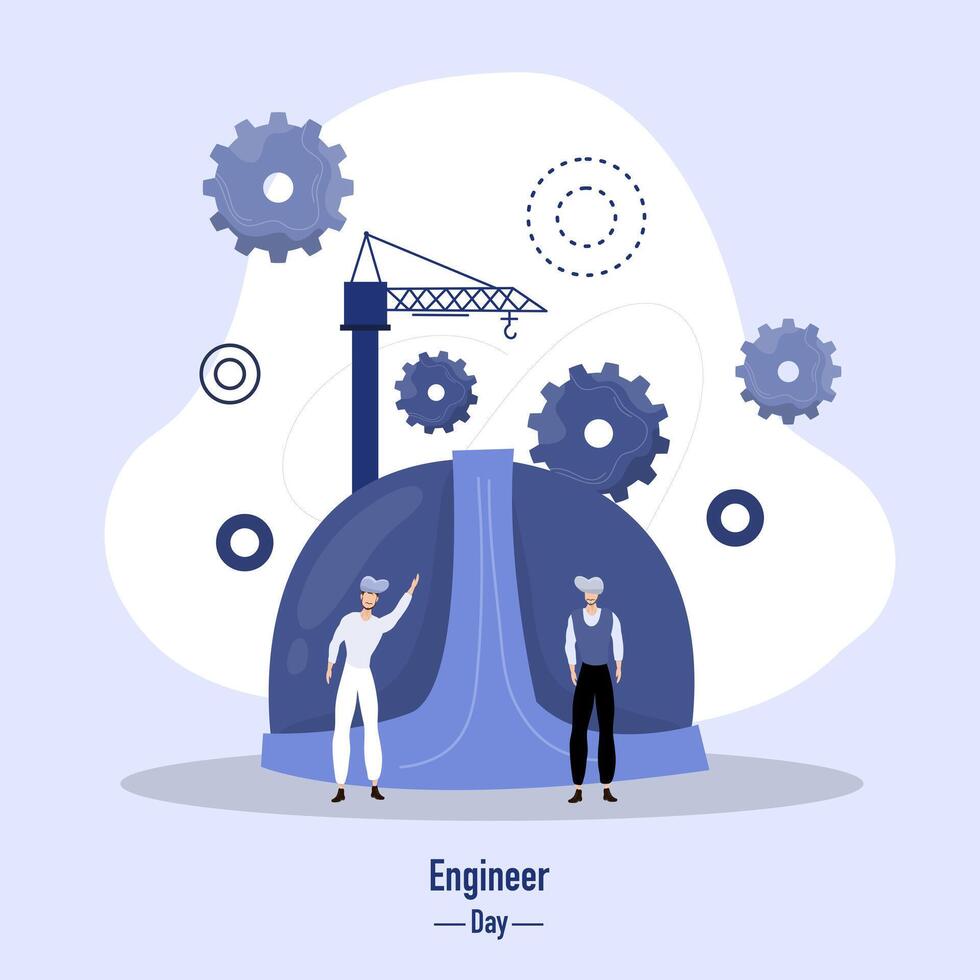 Creative Engineer Day Illustration with Gear Icons vector