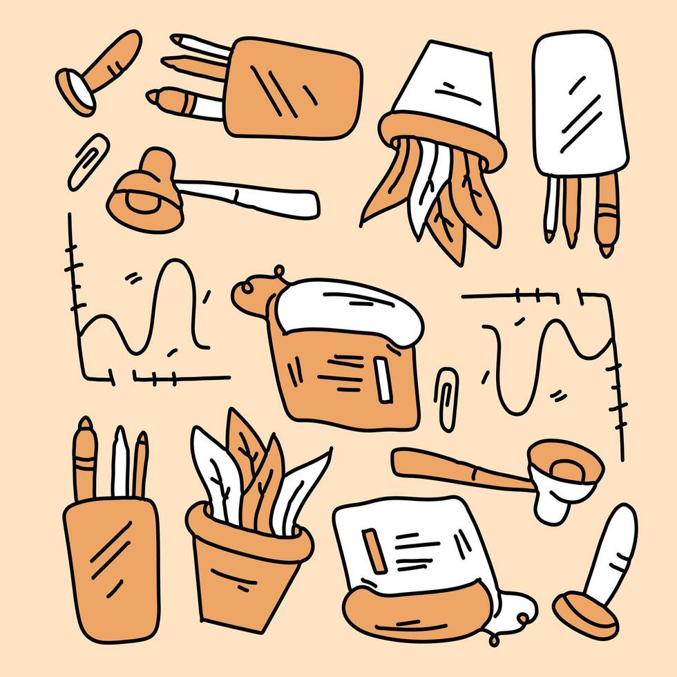 Minimal Office Doodle Pack for Business Projects vector