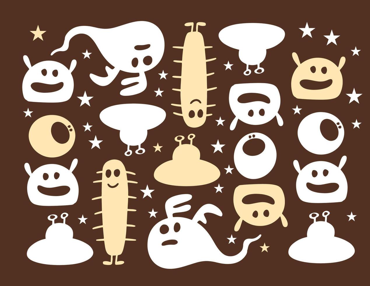 Halloween creatures and doodle syringe illustration vector