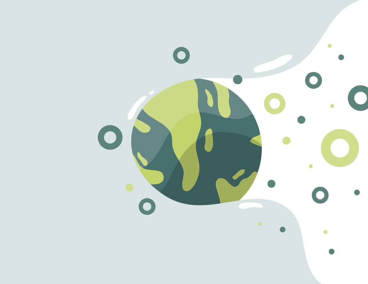 An illustration of a green earth with bubbles vector