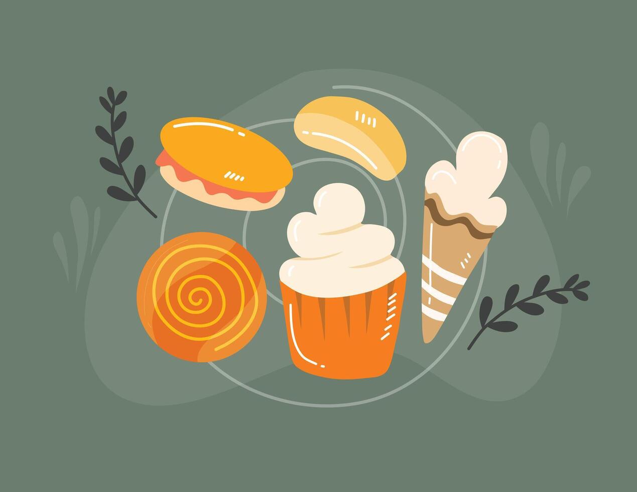 Autumn Candy with Mushrooms vector
