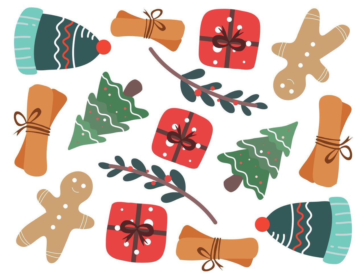 Christmas Elements Flat Pattern vector