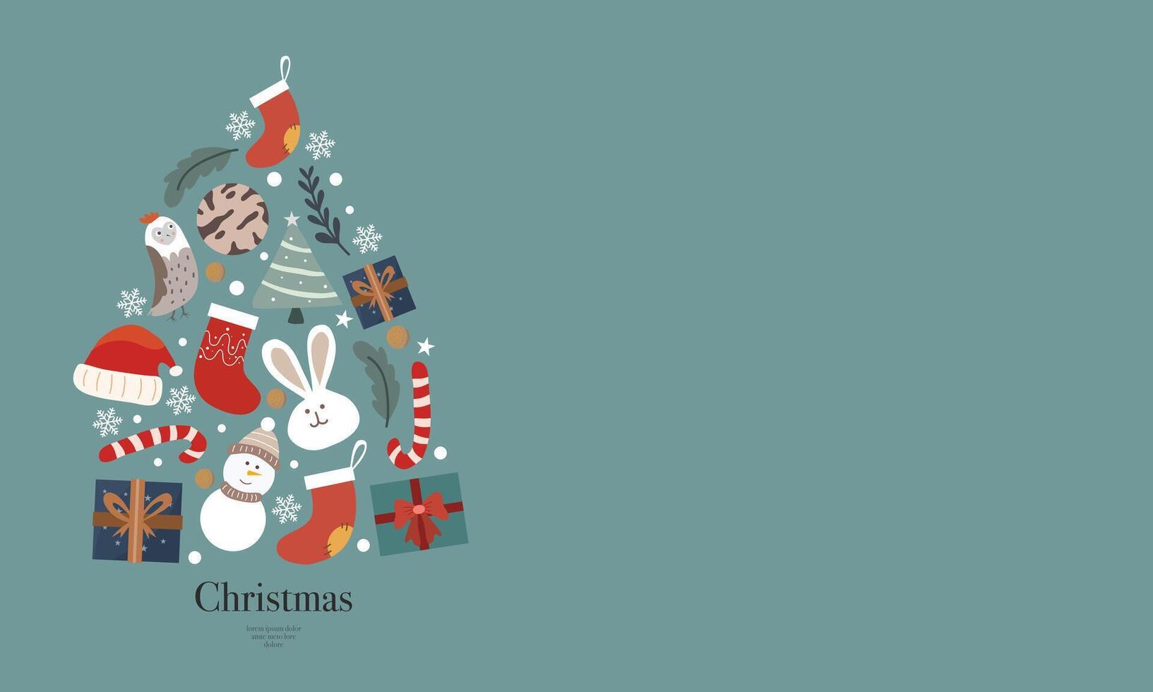 Christmas Tree with Animal Ornaments vector