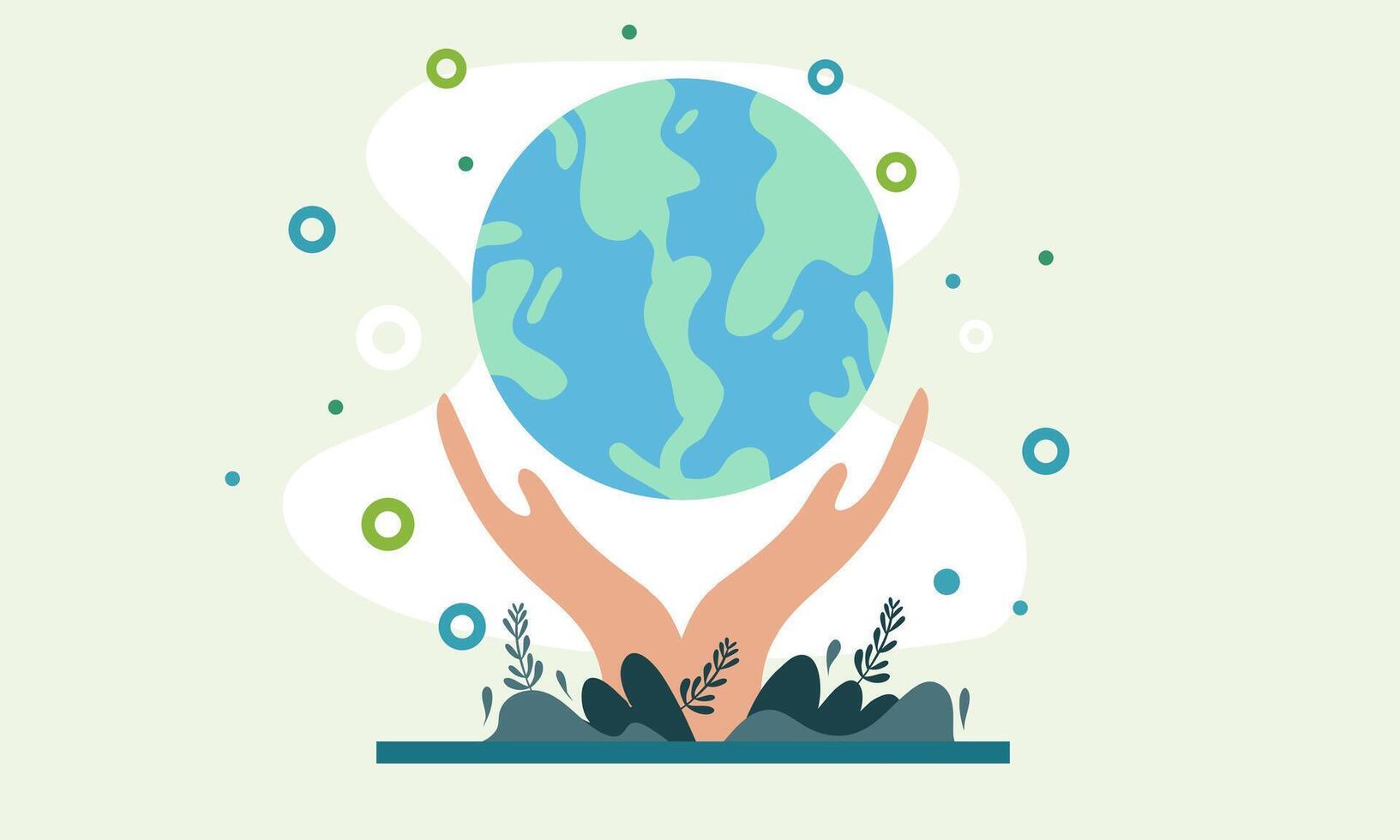 Hands Holding Earth Symbolizing Global Environmental Protection vector