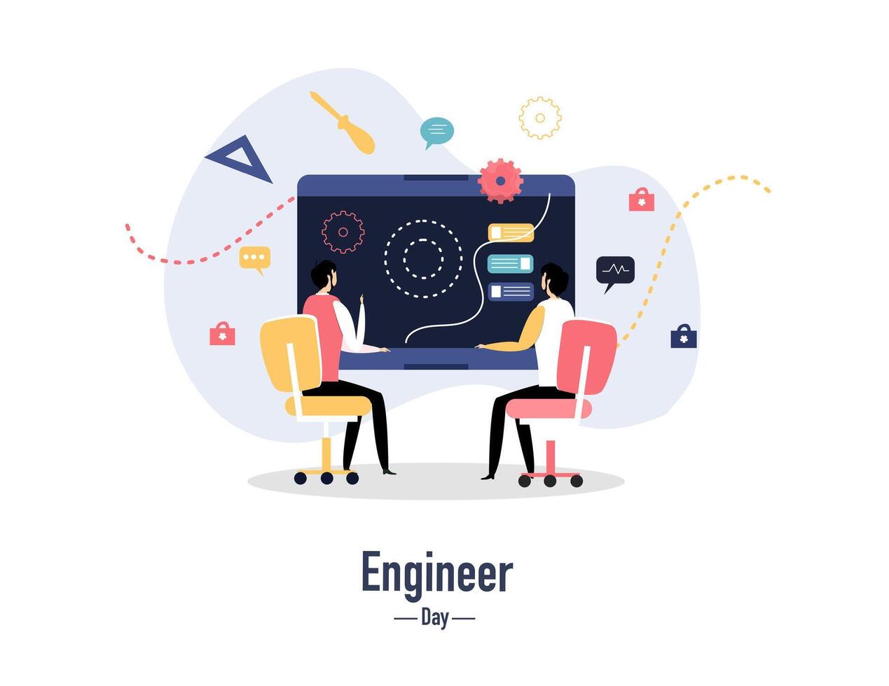 Engineer Analyzing Technical Plans with Team Members vector