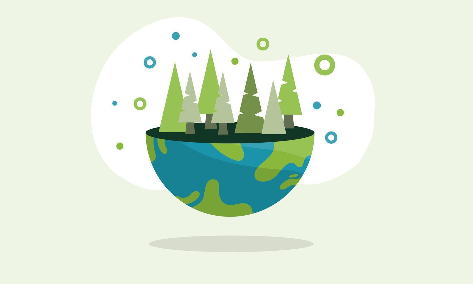 Earth With Trees Showing Reforestation And Sustainability vector