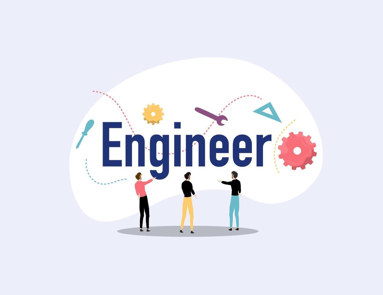 People Celebrating Engineer Day Together with Flags vector