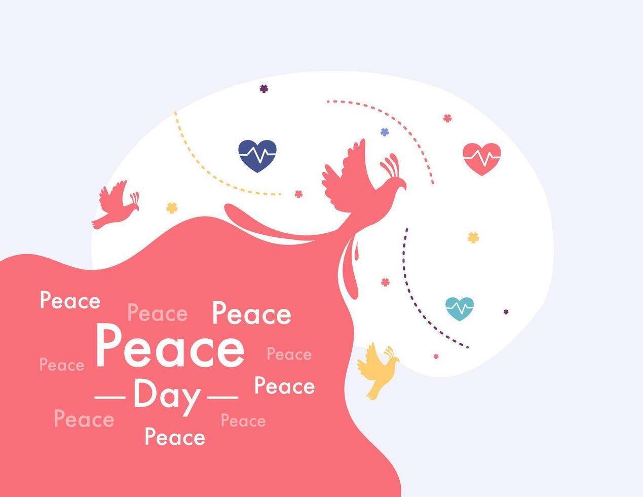 Peace Day Celebration with Dove and Hearts vector