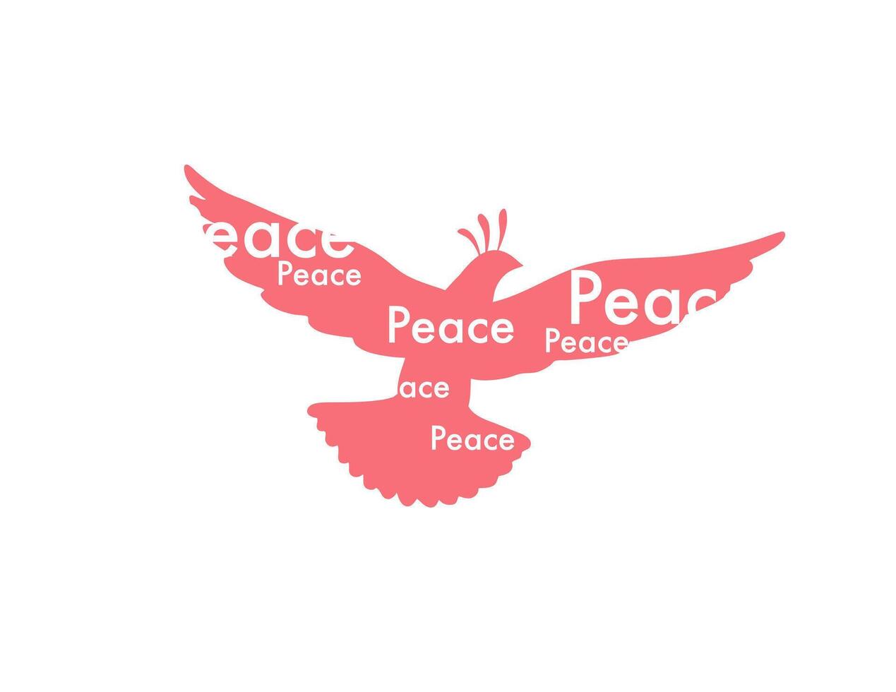 Dove Shape Made Entirely from Word Peace vector