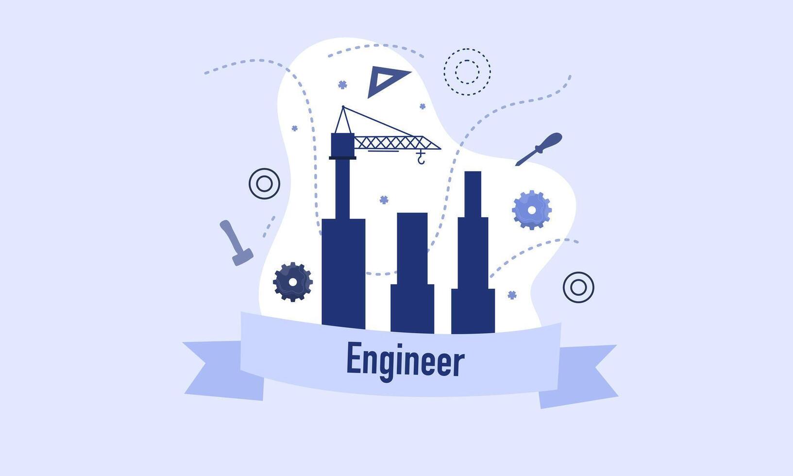 Construction Site Scene For Engineering Profession Day vector