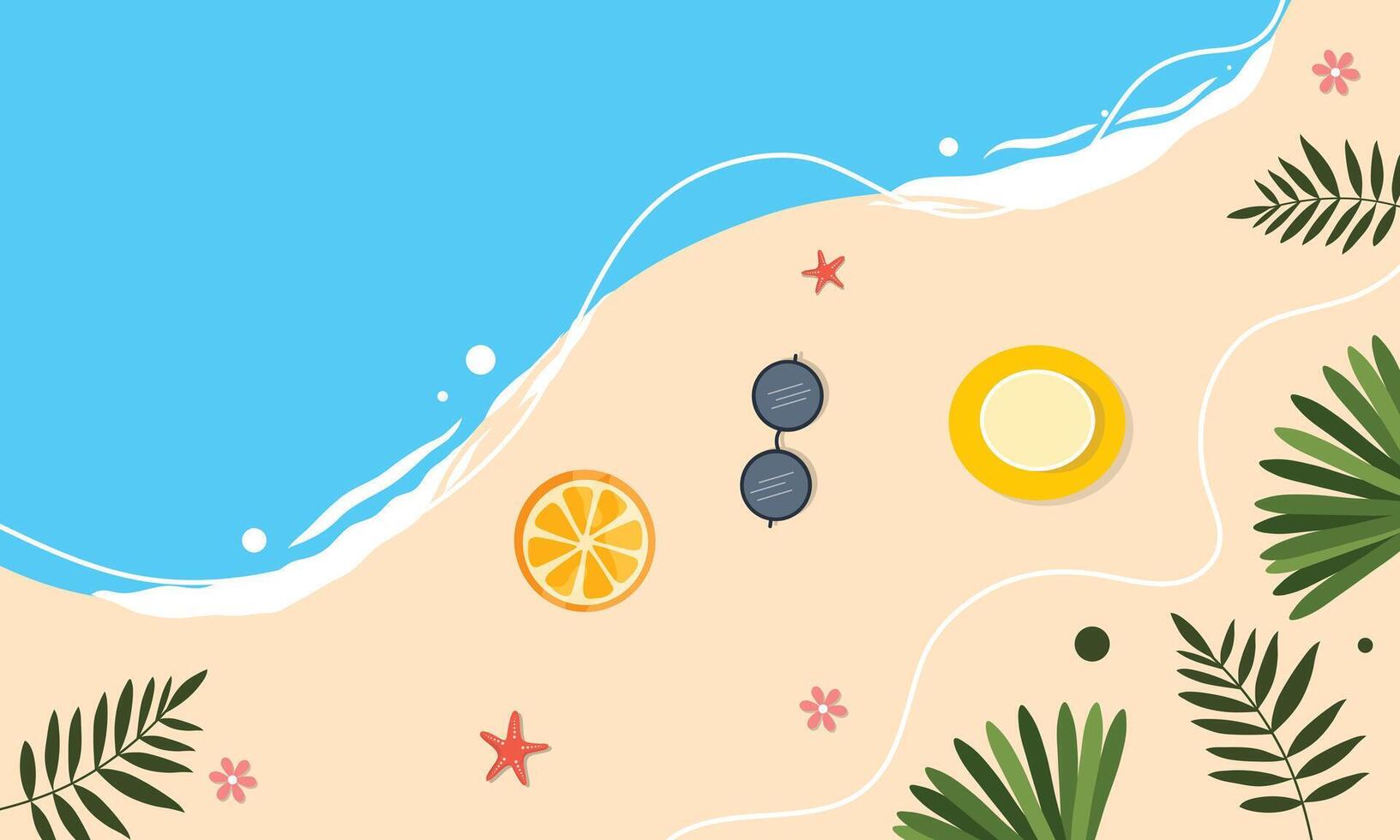 Palm Trees and Ocean Background with Free Space vector