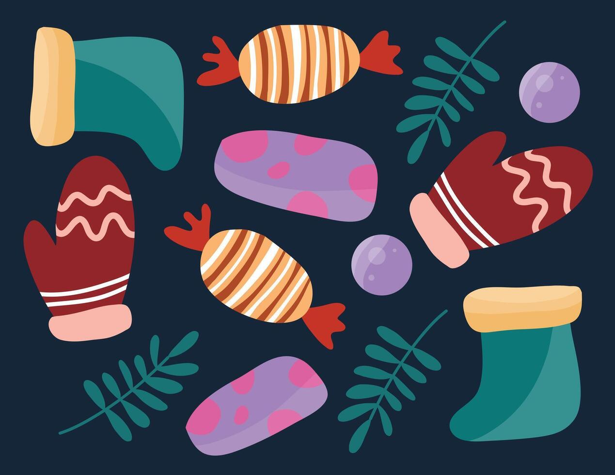 Christmas Ornaments and Pine Pattern vector