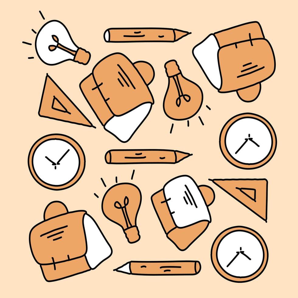 Simple Office Tools in Doodle Set Bundle Style vector