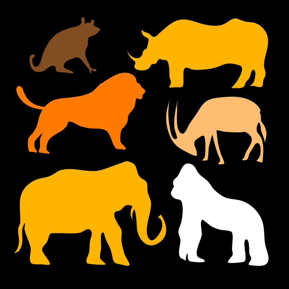 Silhouette Animal Icons of Jungle and Savanna vector