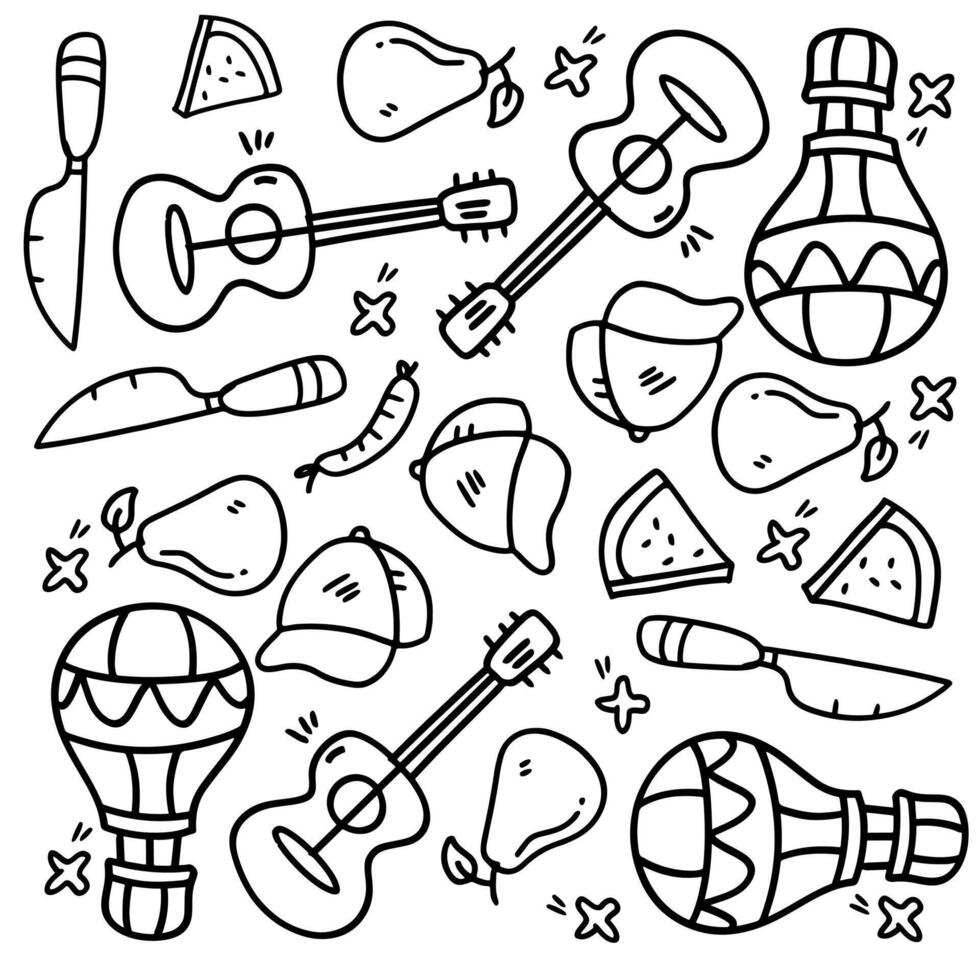 Outdoor Activity Gear and Nature Themed Doodles vector