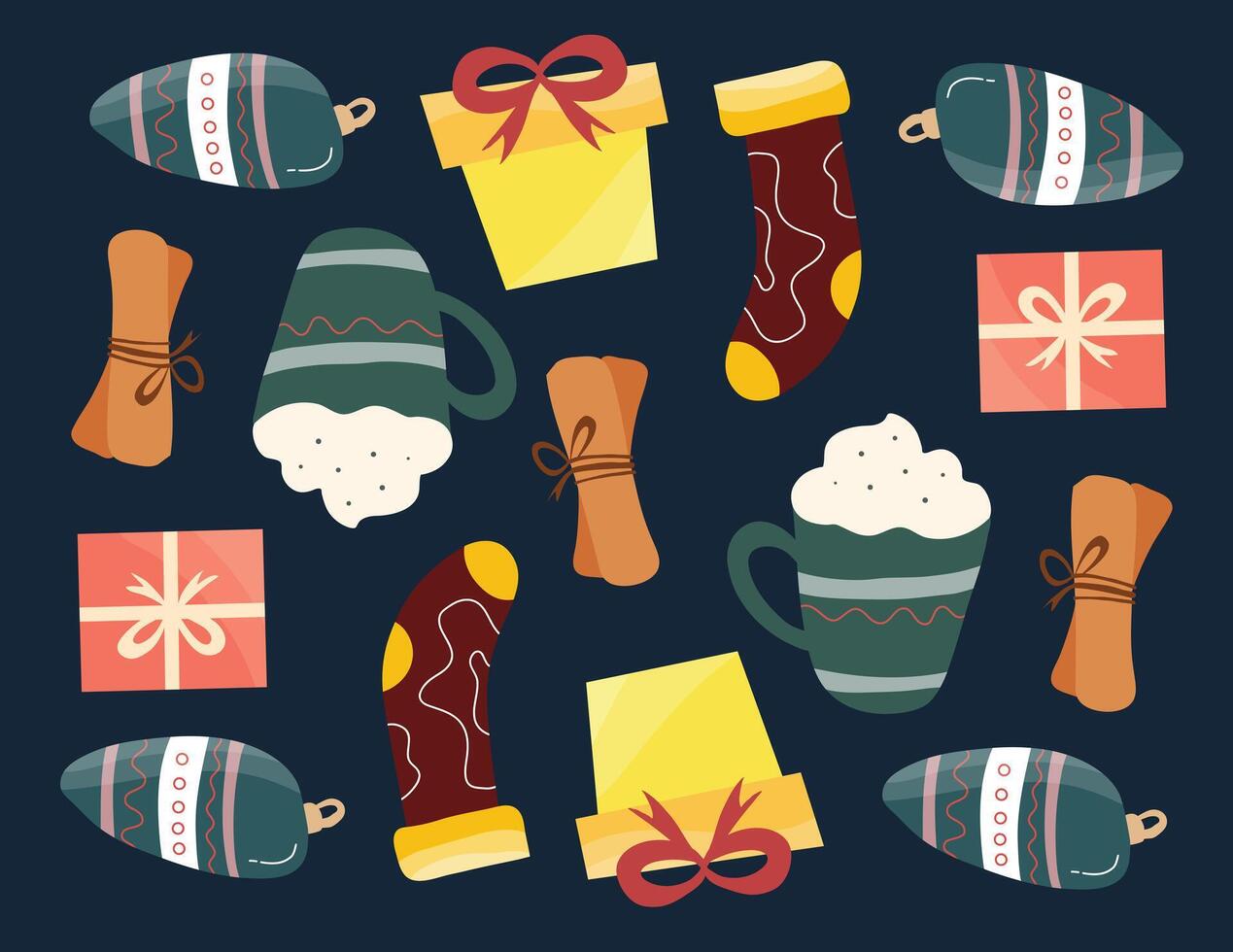 Holiday Pattern with Gifts and Cocoa vector