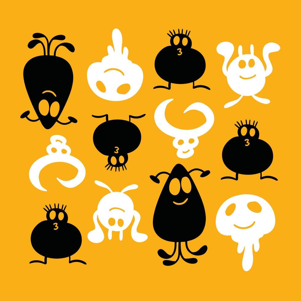 Funny monster faces in colorful group layout set bundle vector