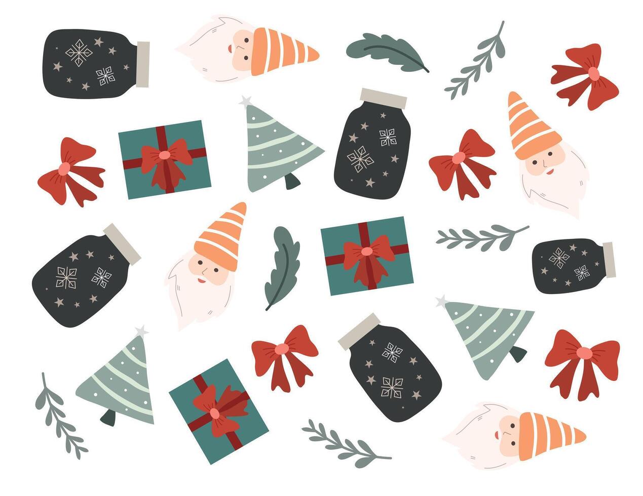 Christmas Pattern with Mittens and Gifts vector
