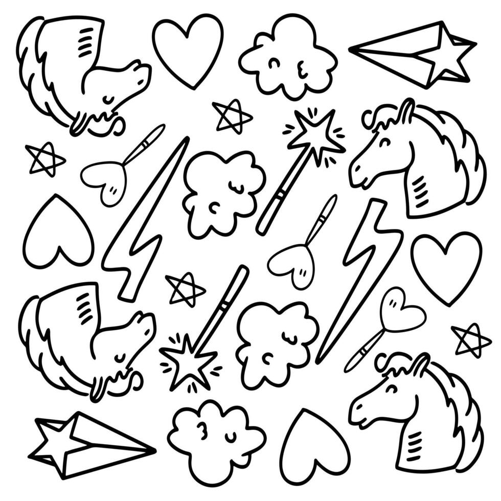Magical Unicorn Fantasy World with Clouds and Hearts vector